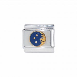 Moon and Stars - 9mm enamel Italian charm