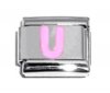 Pink Letter U - 9mm Italian charm
