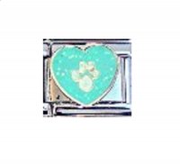 Sparkly Heart with Pawprint - August 9mm Italian charm