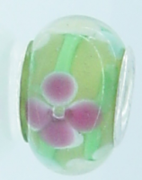 EB309 - Green, pink and blue flower bead