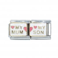 My Mum My Son (double link) 9mm enamel Italian charm