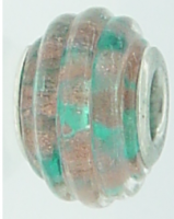 EB257 - Green bead with gold glitter