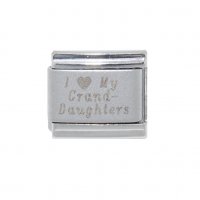 I love my grand daughters - plain laser 9mm Italian charm