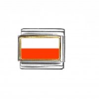 Flag - Poland photo enamel 9mm Italian charm