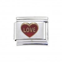 Love in red heart - 9mm enamel Italian charm