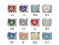 Sparkly Heart with Pawprint - July 9mm Italian charm