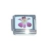 Purple flower white background - 9mm Italian charm