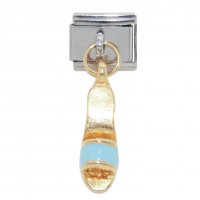 Blue and gold shoe - dangle 9mm Italian charm