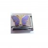 Lilac glittery butterfly- enamel 9mm Italian charm