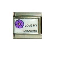 Love my Grandma purple flower - 9mm Italian charm