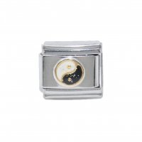 Sparkly Ying Yang link - 9mm Italian charm