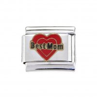 Best Mom in red heart - 9mm Enamel Italian charm