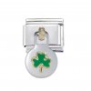 Shamrock dangle 9mm Italian charm - fits classic charm bracelets