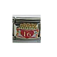 16 Birthday cake - Enamel 9mm Italian Charm
