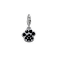 Rhinestone pawprint black - clip on charm