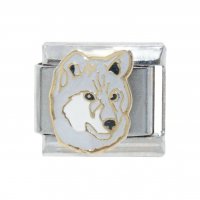 Grey wolf enamel - 9mm Italian charm