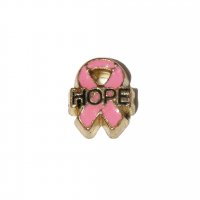 Hope breast cancer ribbon 8mm floating locket charm