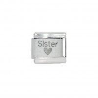 Sister with heart - plain 9mm laser Italian charm