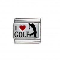 I love Golf - red heart laser 9mm Italian Charm