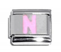 Pink Letter N - 9mm Italian charm