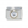April Birthstone - Diamond - Gold outline circle charm