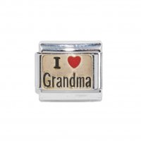 I love Grandma on gold background - enamel 9mm Italian charm