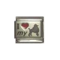 I love my poodle - red heart laser 9mm Italian charm