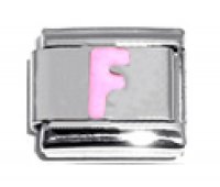 Pink Letter F - 9mm Italian charm