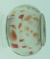 EB91 - Glass bead - White bead with orange glitter