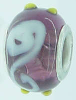 EB247 - Purple bead with white swirls and yellow dots