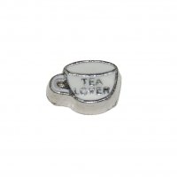 Tea lover white cup 7mm floating locket charm