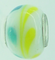 EB289 - White, yellow and turquoise bead