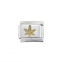 Marijuana goldtone 9mm Italian charm