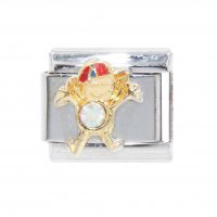 Little boy birthstone Red Cap - April - 9mm Italian Charm