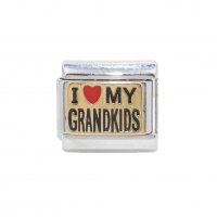 I love my grandkids - gold enamel 9mm Italian charm