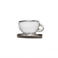 White Tea cup coffee cup 8mm floating locket charm