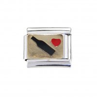 Love Wine on Gold Background enamel 9mm Italian charm