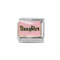 Daughter - Pink sparkly enamel 9mm Italian charm
