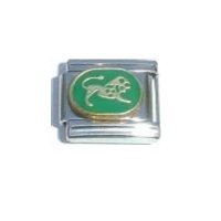 Leo Green oval enamel (24/7-23/8) 9mm Italian charm