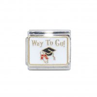 Graduation Hat and scroll - Way to Go! - 9mm Italian Charm