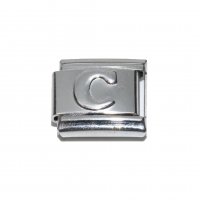 Silver coloured letter C - 9mm Italian charm