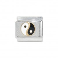 Ying Yang gold edge - 9mm enamel charm