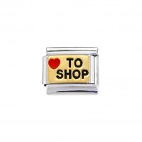Love to Shop - gold enamel 9mm Italian charm