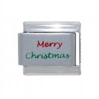 Merry Christmas red and green laser charm - 9mm Italian charm