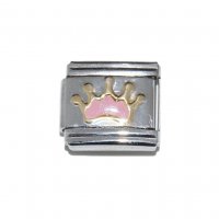 Sparkly pink crown - 9mm Italian charm