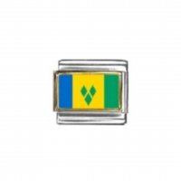 Flag - St Vincent & Grenadines photo enamel 9mm Italian charm