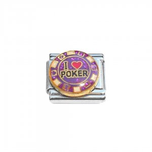 I love poker on poker chip - 9mm enamel Italian Charm
