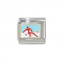 Skier/skiing - 9mm enamel Italian Charm