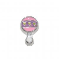 Pink and purple baby rattle - baby girl 9mm floating charm