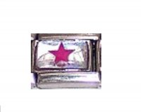 October - Birthmonth star silvery background 9mm Italian charm